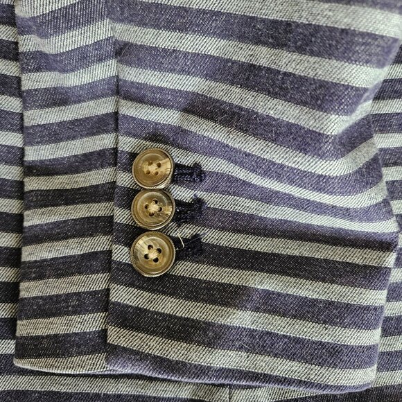 Gap Woman SZ 6 Stretch Blazer 2 Button Striped Pockets Lined Nautical Classic - Picture 4 of 8